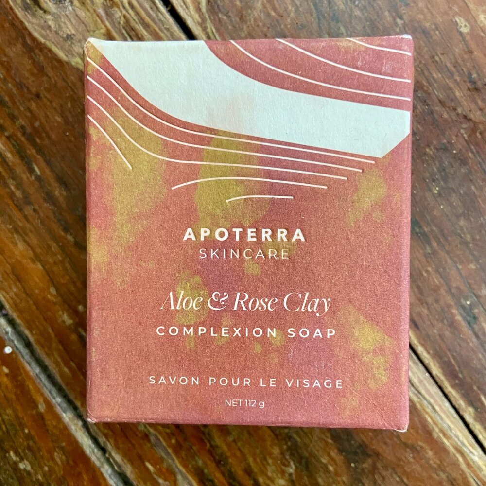 NEW Apoterra Complexion Soap Aloe and Rose Clay Skincare Bar